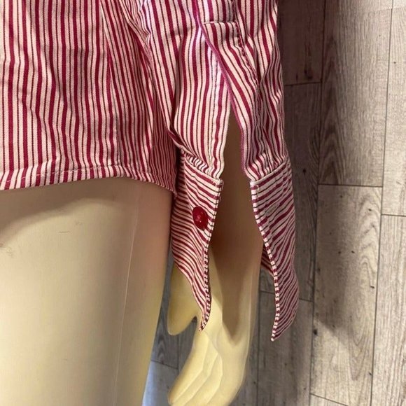 Talbots Red and White striped button down women's blouse Size 12 - Picture 8 of 11